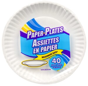 9-in. White Paper Plates, 40-ct. Packs